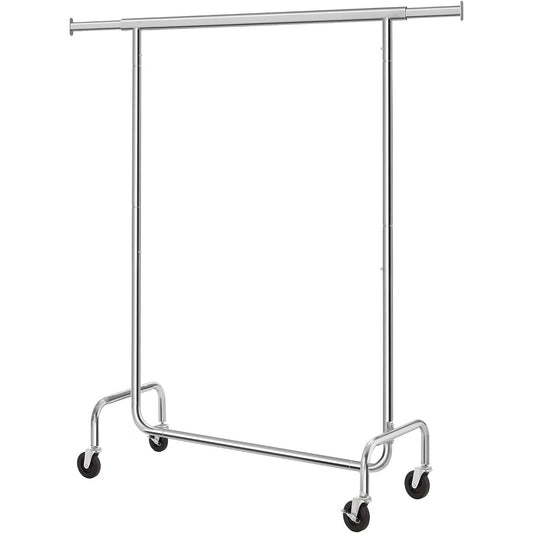 Estante para ropa de tubo de metal de alta resistencia con ruedas y capacidad de 130 kg