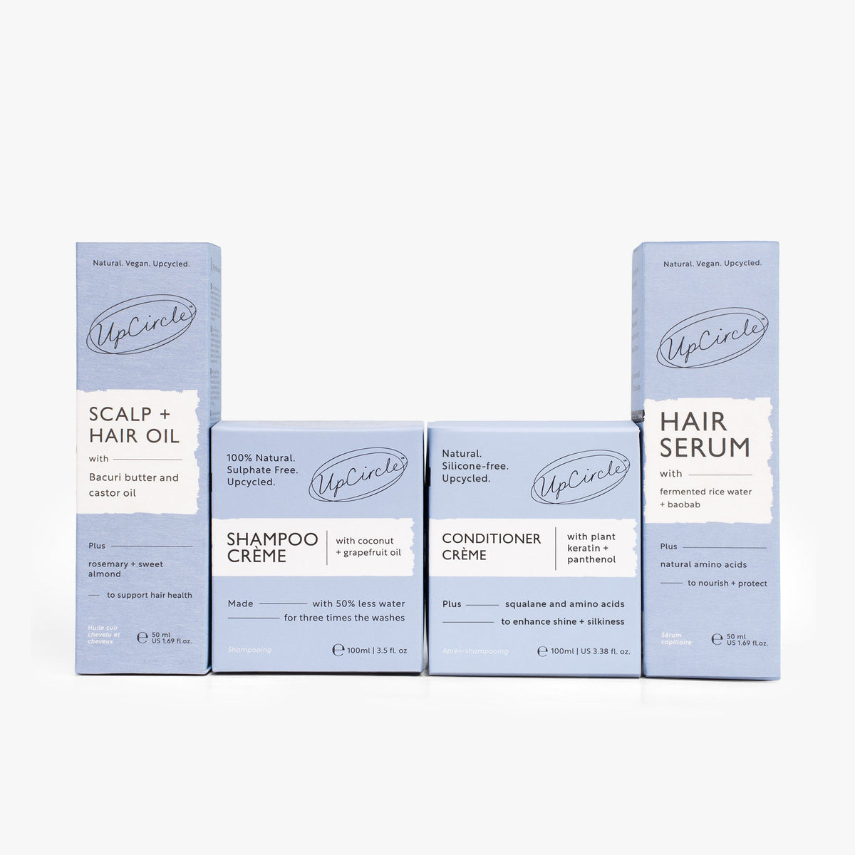 Five-box Complete Haircare Bundle by UpCircle in pale blue boxes on Tampa Home & Garden Store