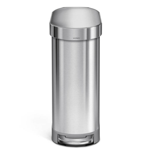 Bote de basura estrecho de acero inoxidable de 12 galones para cocina con tapa de fácil apertura a pedal
