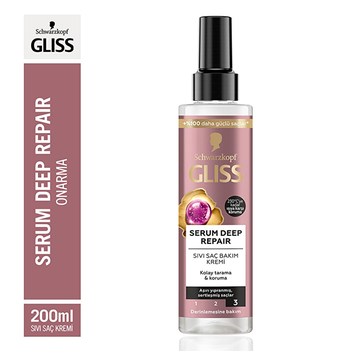 Gliss Deep Repair Serum bottle with pink label, 200ml by Schwarzkopf GLISS on Tampa Home & Garden Store