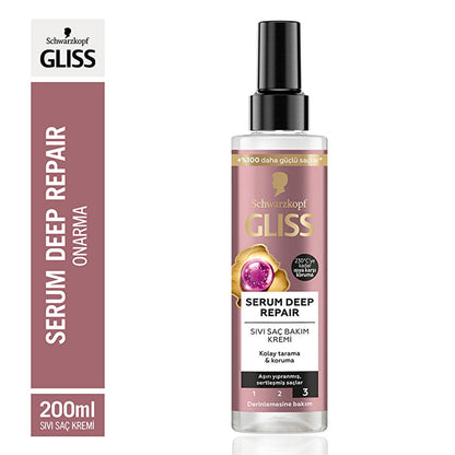 Gliss Deep Repair Serum bottle with pink label, 200ml by Schwarzkopf GLISS on Tampa Home & Garden Store