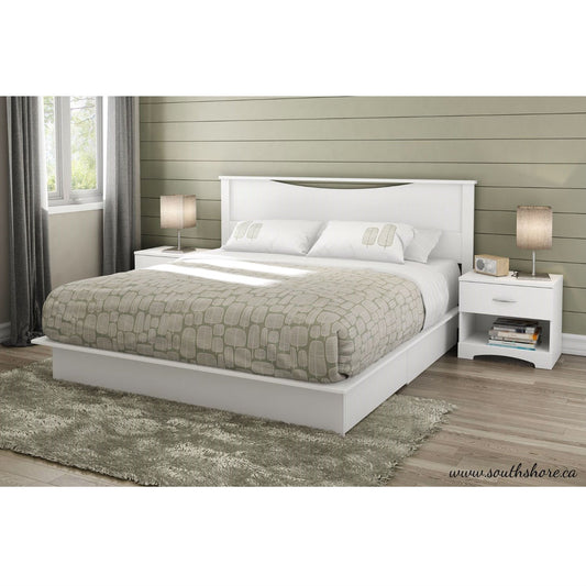 King size Modern Platform Bed with Storage Drawers in White Finish - Tampa Home & Garden Store
