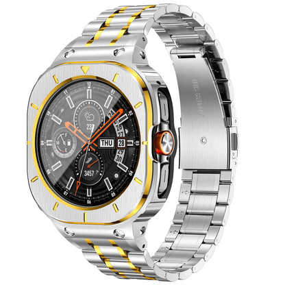 FortisGuard rugged Galaxy Watch case set; Moktan Sabai two-tone steel band with gold accents on Tampa Home & Garden Store