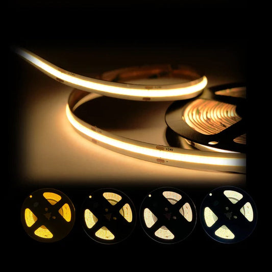 SLD02 Dotless Single Color Linear LED Strip Lights Low Voltage FCOB DC12V Tape Light - Tampa Home & Garden Store