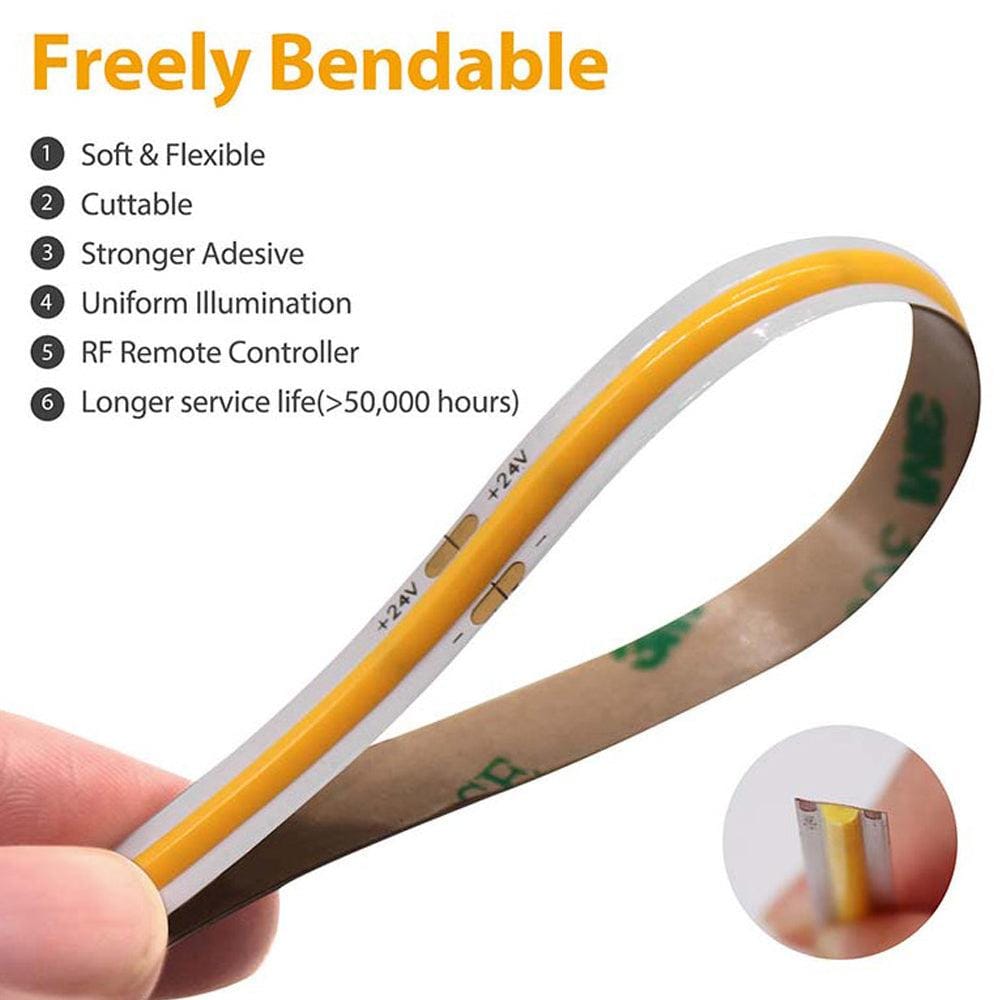 SLD02 Dotless Single Color Linear LED Strip Lights Low Voltage FCOB DC12V Tape Light - Tampa Home & Garden Store