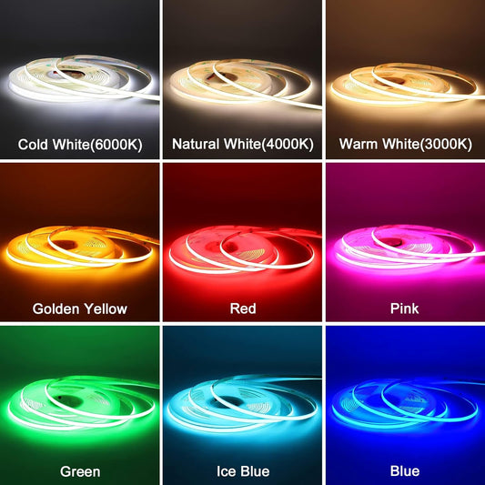 SLD03 Dotless 5mm Super Slim Edgeless Single Color Linear LED Strip Lights Low Voltage FCOB DC 12V/24V Tape Light - Tampa Home & Garden Store