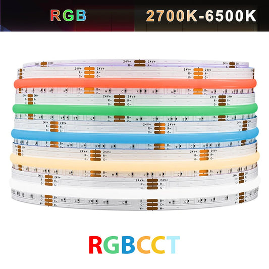SLD09 Dotless Linear LED RGB CCT Color Changing and Tunable White 16.4ft (5M) 5.5W/ft COB Strip Lights IP20/IP67 Low Voltage DC24V Tape Light - Tampa soil911.com