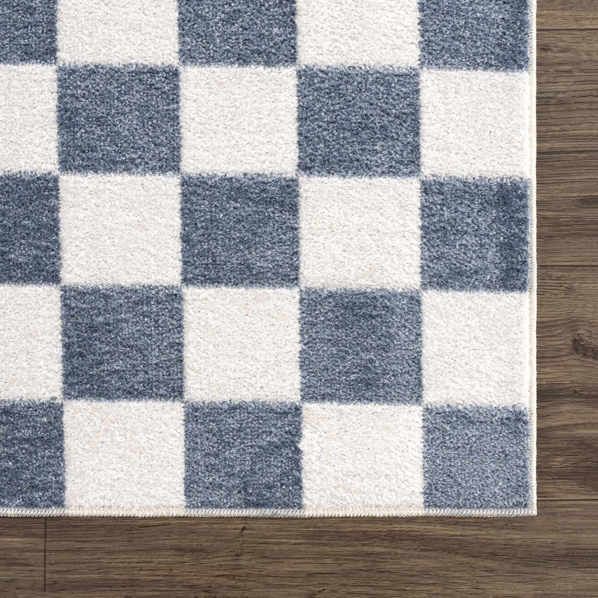 Brone Blue Checkered Washable Rug by Boutique Rugs, blue and white check pattern on Tampa Home & Garden Store