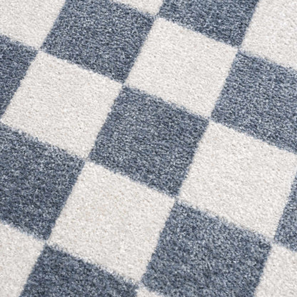 Brone Blue Checkered Washable Rug blue and white checkered pattern Boutique Rugs on Tampa Home & Garden Store