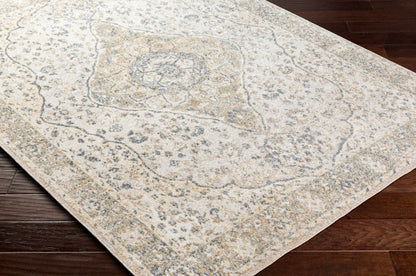 Cara Flat Pile Washable Rug beige gray oriental medallion pattern Boutique Rugs on Tampa Home & Garden Store