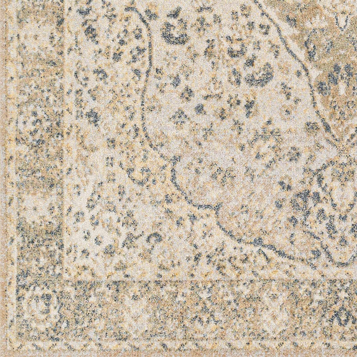 Cara Flat Pile Washable Rug cream beige blue-gray pattern on Tampa Home & Garden Store