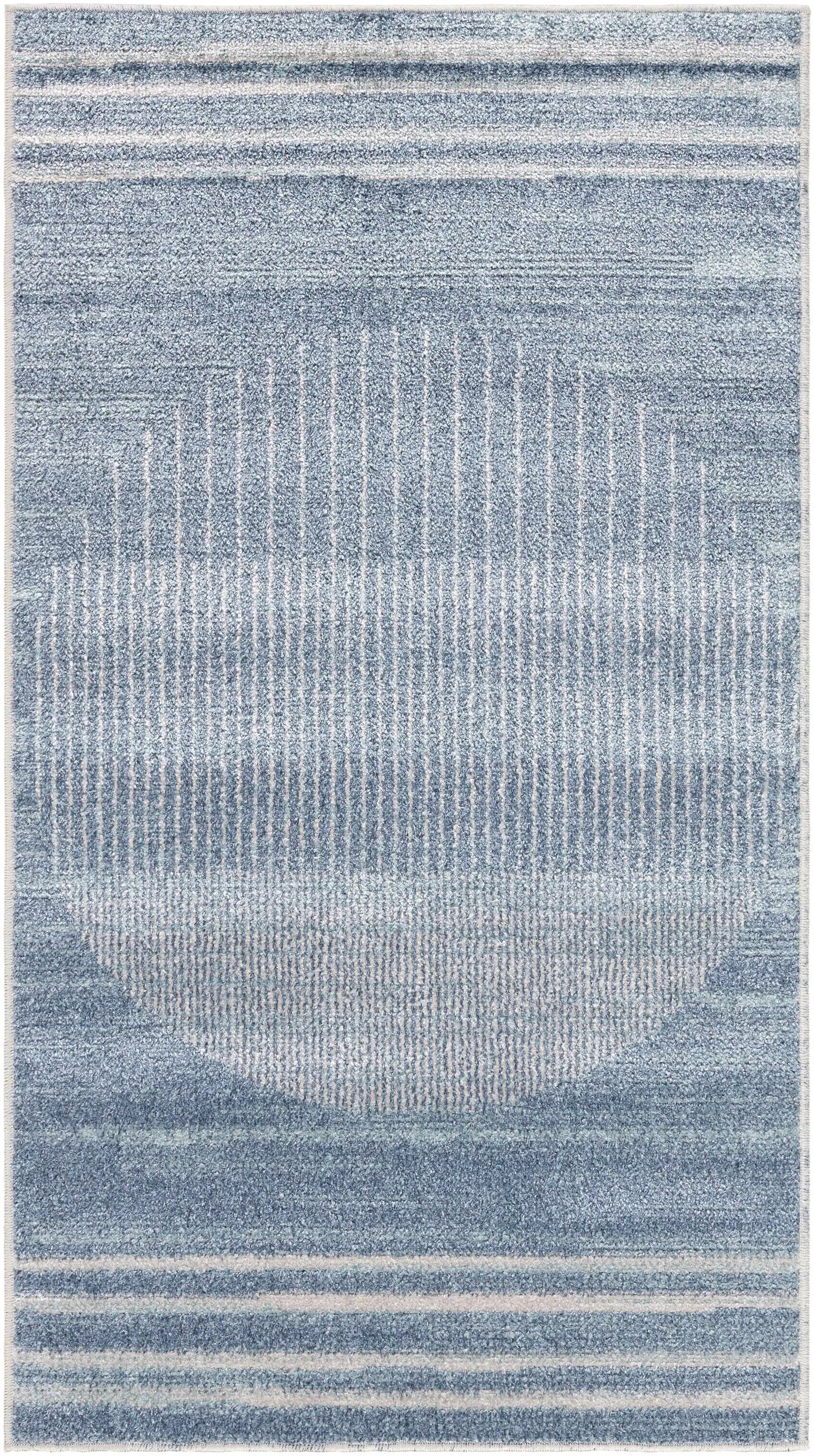 Thad Blue Washable Area Rug Modern Polyester