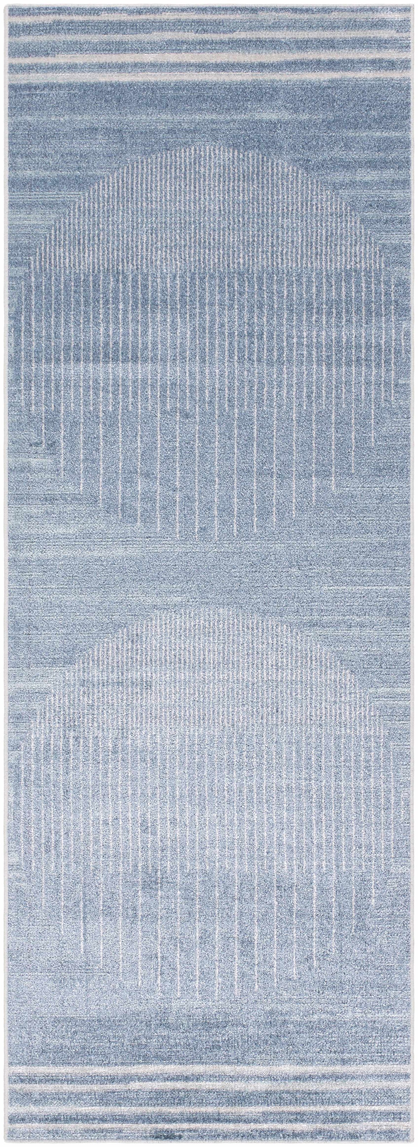 Thad Blue Washable Area Rug Modern Polyester