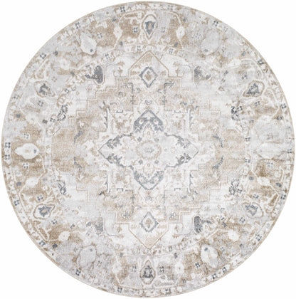 Dobry Boutique Washable Rug, round beige and gray distressed pattern, Boutique Rugs on Tampa Home & Garden Store