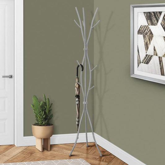 74-inch Freestanding Silver Metal Coat Rack Entryway Hall Tree Umbrella Stand - Tampa Home & Garden Store