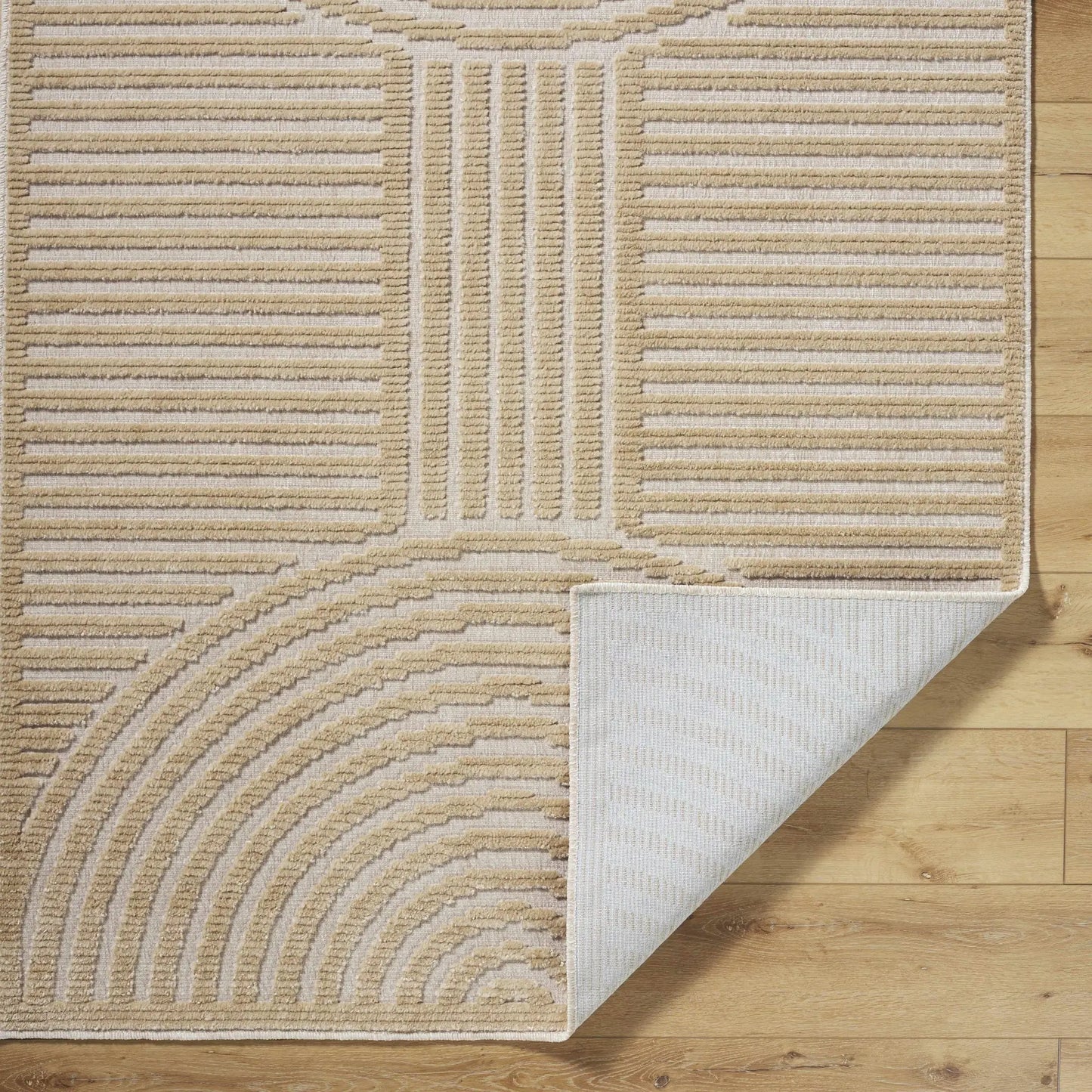 Deron Beige Washable Area Rug for Living Rooms