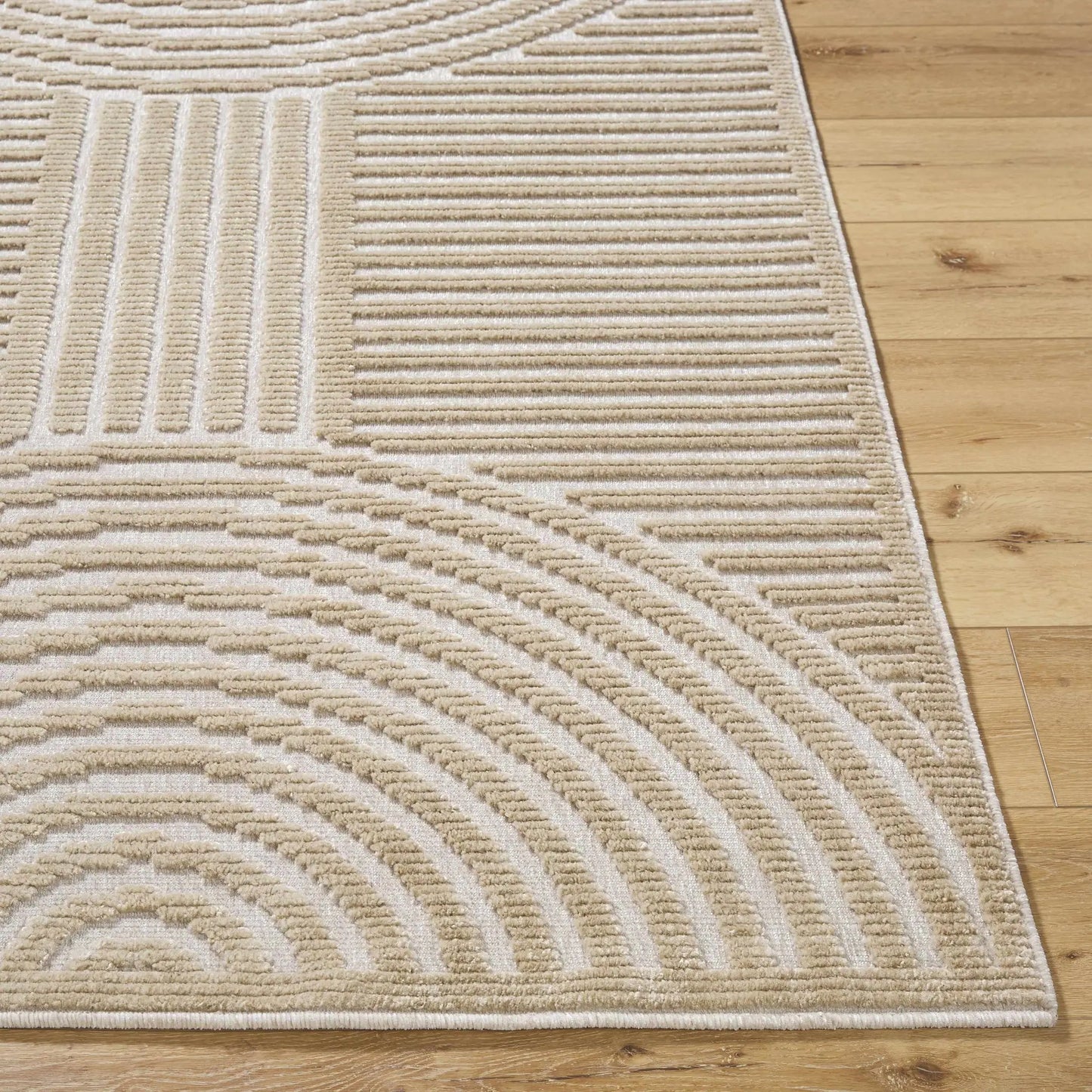 Deron Beige Washable Area Rug for Living Rooms