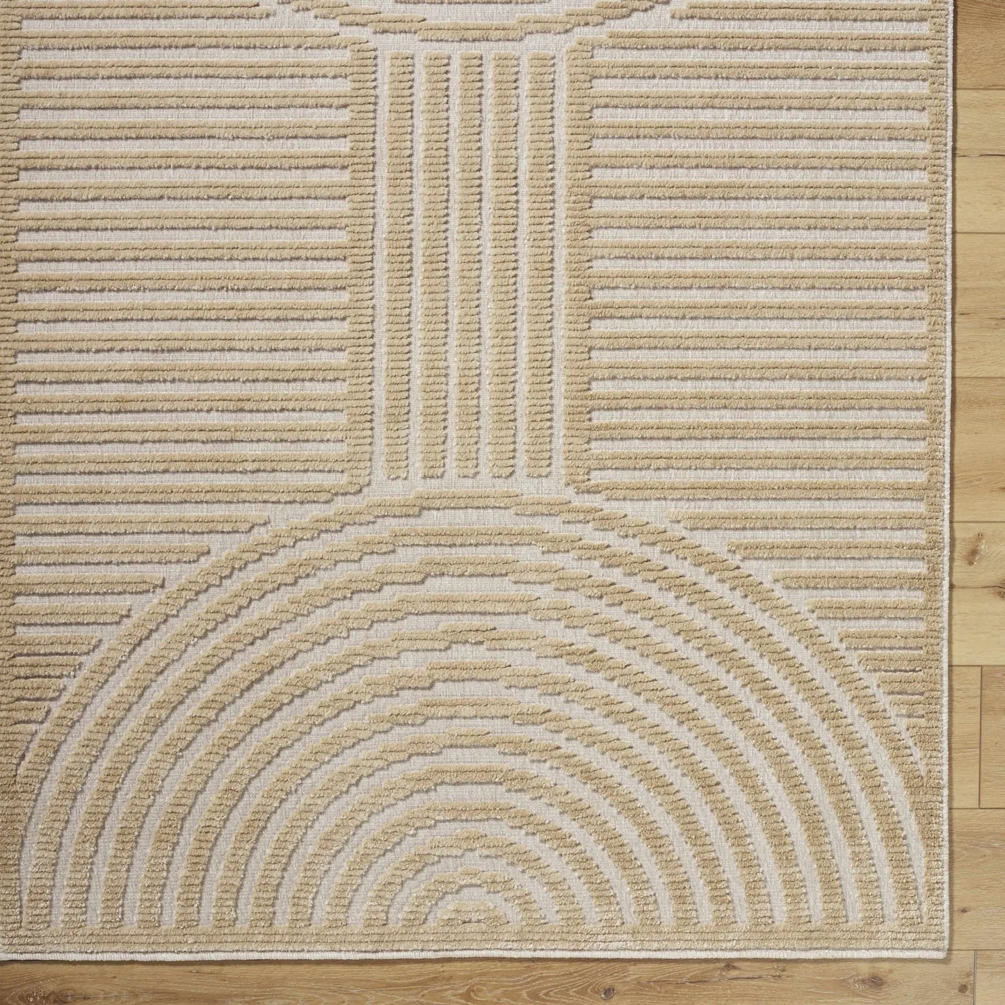 Deron Beige Washable Area Rug for Living Rooms