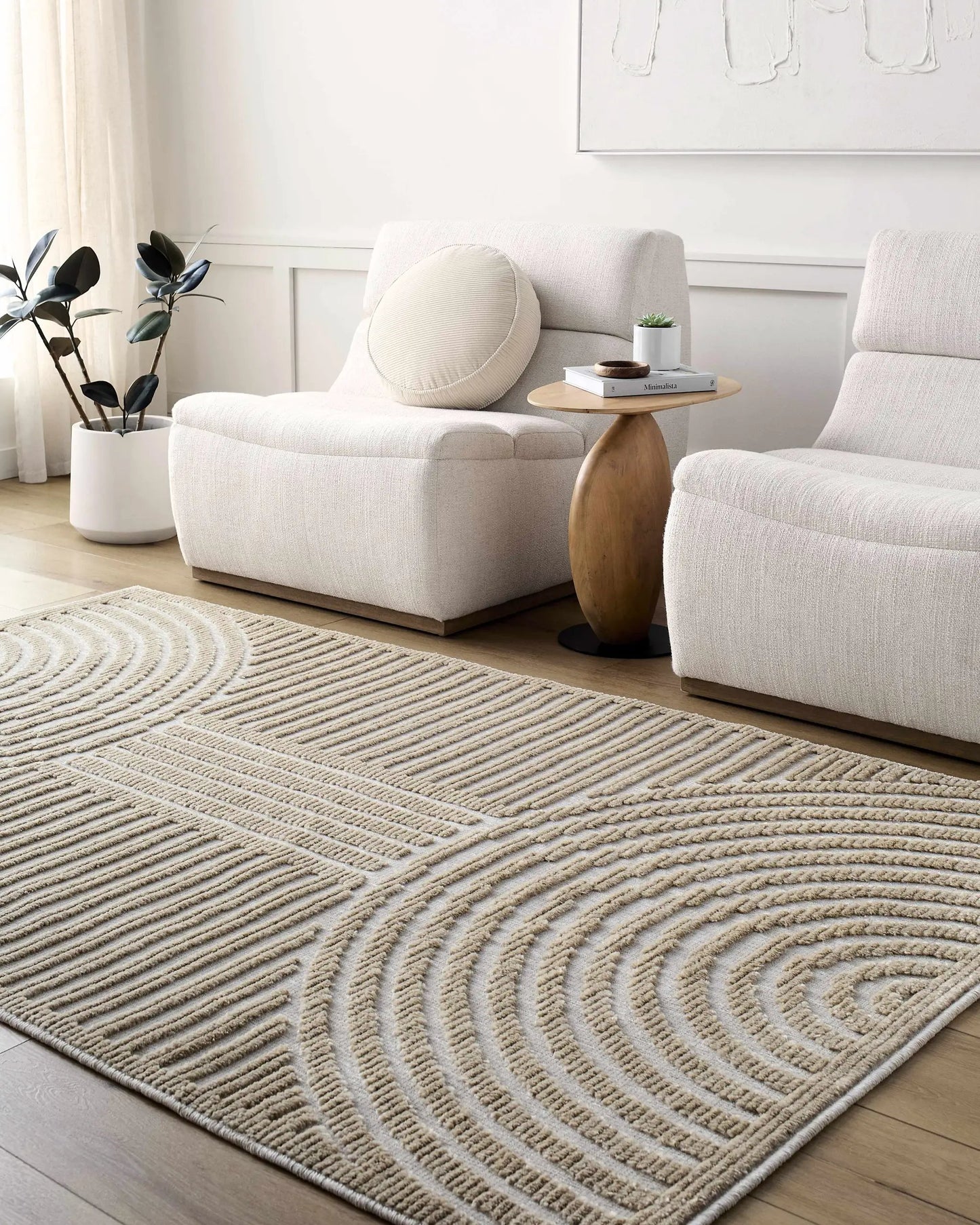 Deron Beige Washable Area Rug for Living Rooms