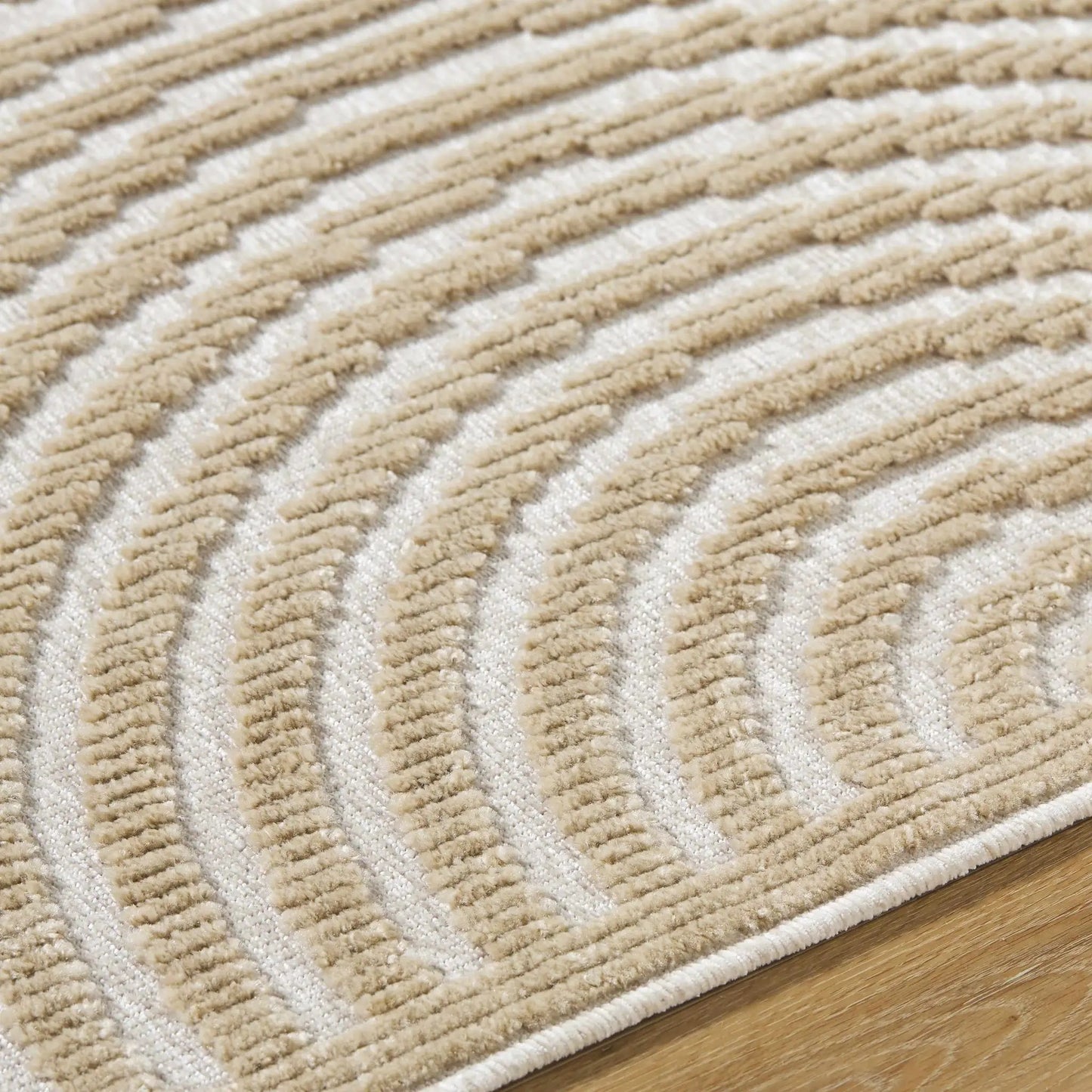 Deron Beige Washable Area Rug for Living Rooms