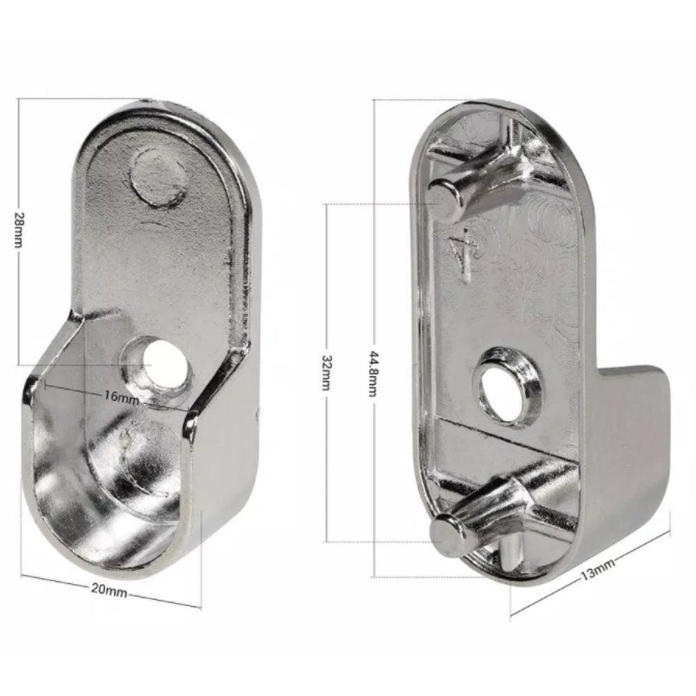 SM08 Oval Wardrobe Rail End Brackets Steel Closet Rod Socket Holder Pair - Tampa soil911.com