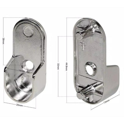 SM08 Oval Wardrobe Rail End Brackets Steel Closet Rod Socket Holder Pair - Tampa soil911.com