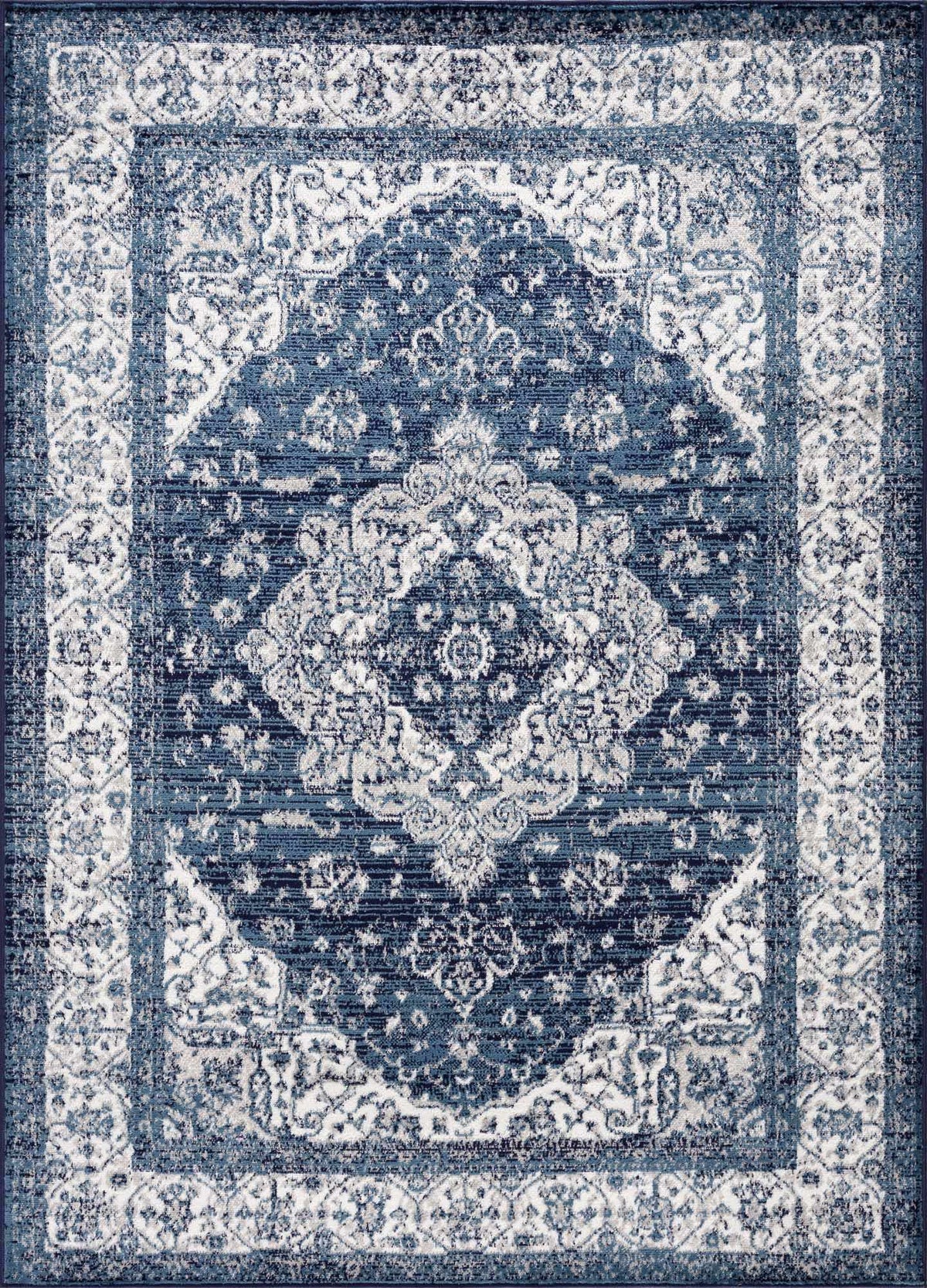 Billy Area Rug by Boutique Rugs in blue ivory distressed oriental medallion pattern on Tampa Home & Garden Store
