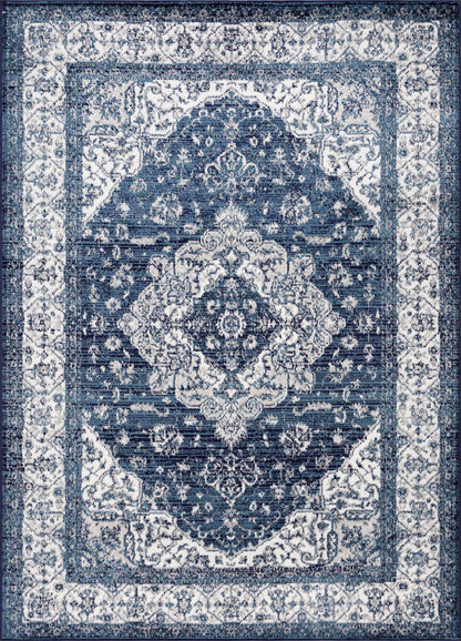 Billy Area Rug by Boutique Rugs in blue ivory distressed oriental medallion pattern on Tampa Home & Garden Store