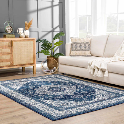 Billy Area Rug clearance blue and ivory ornate pattern Boutique Rugs on Tampa Home & Garden Store