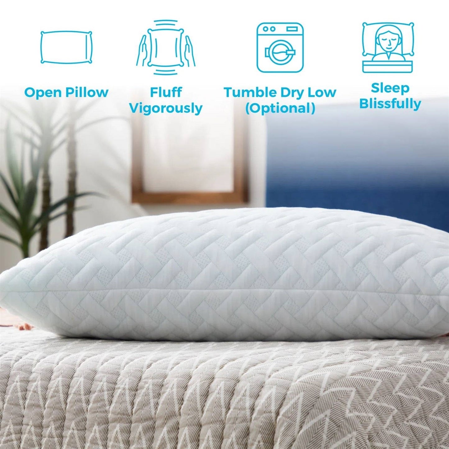 Juego de 2 almohadas de espuma viscoelástica triturada con 2 fundas de almohada - Tamaño estándar