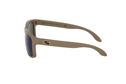 Decoy Coyote Tan sunglasses by Skeleton Optics, tan frame with dark lenses and logoed temple on Tampa Home & Garden Store