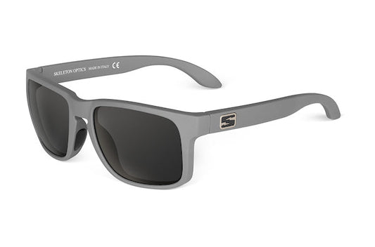 Decoy Wolf Gray sunglasses by Skeleton Optics with gray frame and dark lenses on temple on Tampa Home & Garden Store