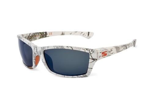 Scout Realtree Xtra sunglasses Skeleton Optics white camo frame blue lenses orange logo on Tampa Home & Garden Store