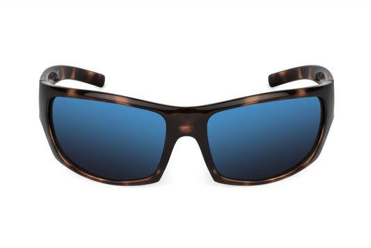 Renegade tortoiseshell sunglasses with blue mirrored lenses by Skeleton Optics on Tampa Home & Garden Store