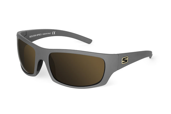 Renegade sunglasses Wolf Gray frame with brown lenses by Skeleton Optics on Tampa Home & Garden Store