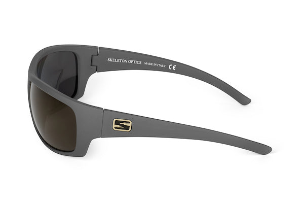 Renegade Wolf Gray sunglasses by Skeleton Optics with gray frame and dark lenses on Tampa Home & Garden Store