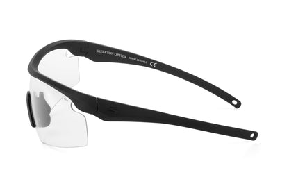 SO7 MILSPEC Ballistic Clear sunglasses with black frame and clear lenses by Skeleton Optics on Tampa Home & Garden Store