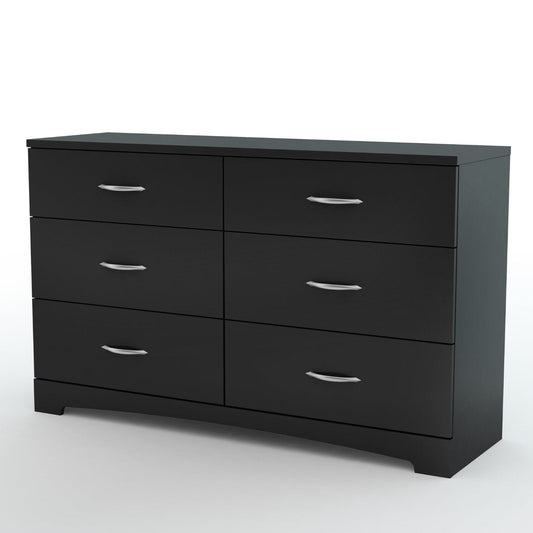 Cómoda de 6 cajones para dormitorio contemporáneo en acabado negro