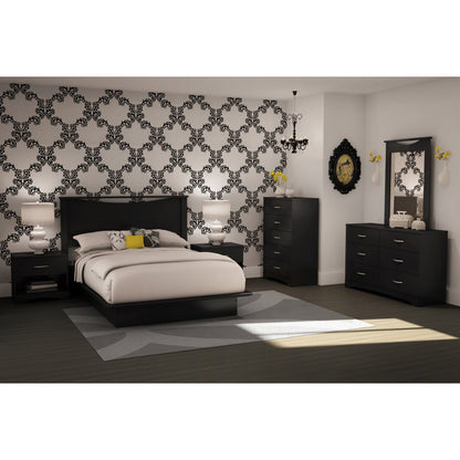 Cómoda de 6 cajones para dormitorio contemporáneo en acabado negro