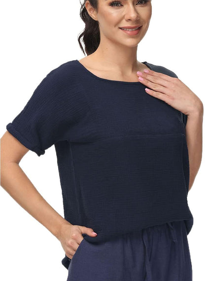 SOOJUN Cotton Linen Blend Loose-Fit T-Shirt - Tampa Home & Garden Store