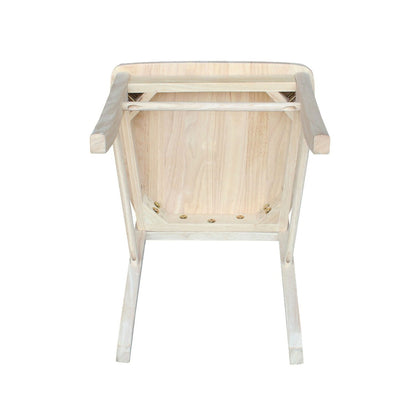 Juego de 2 - Sillas de comedor de madera sin acabar con respaldo en forma de X