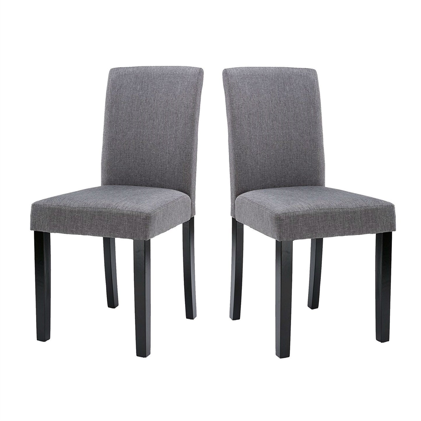 Juego de 2 - Sillas de comedor de tela gris con patas de madera negra