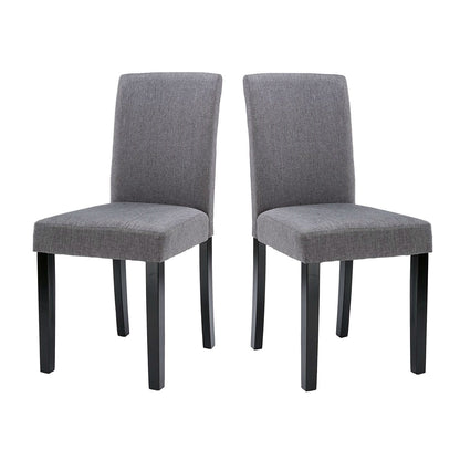 Juego de 2 - Sillas de comedor de tela gris con patas de madera negra