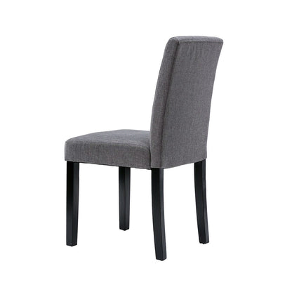 Juego de 2 - Sillas de comedor de tela gris con patas de madera negra