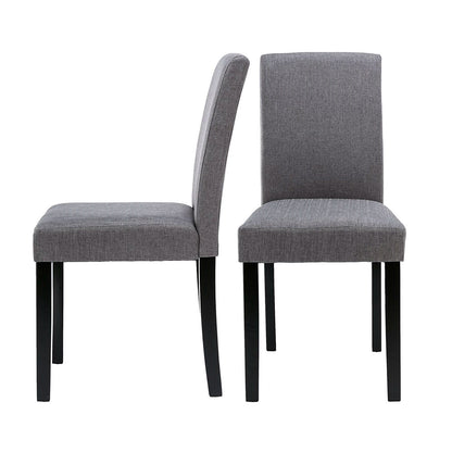 Juego de 2 - Sillas de comedor de tela gris con patas de madera negra