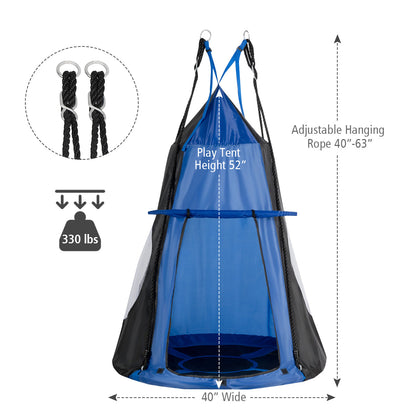 GemGear 2-in-1 Kids Hanging Chair blue detachable swing tent with adjustable rope 40–63 in on Tampa Home & Garden Store