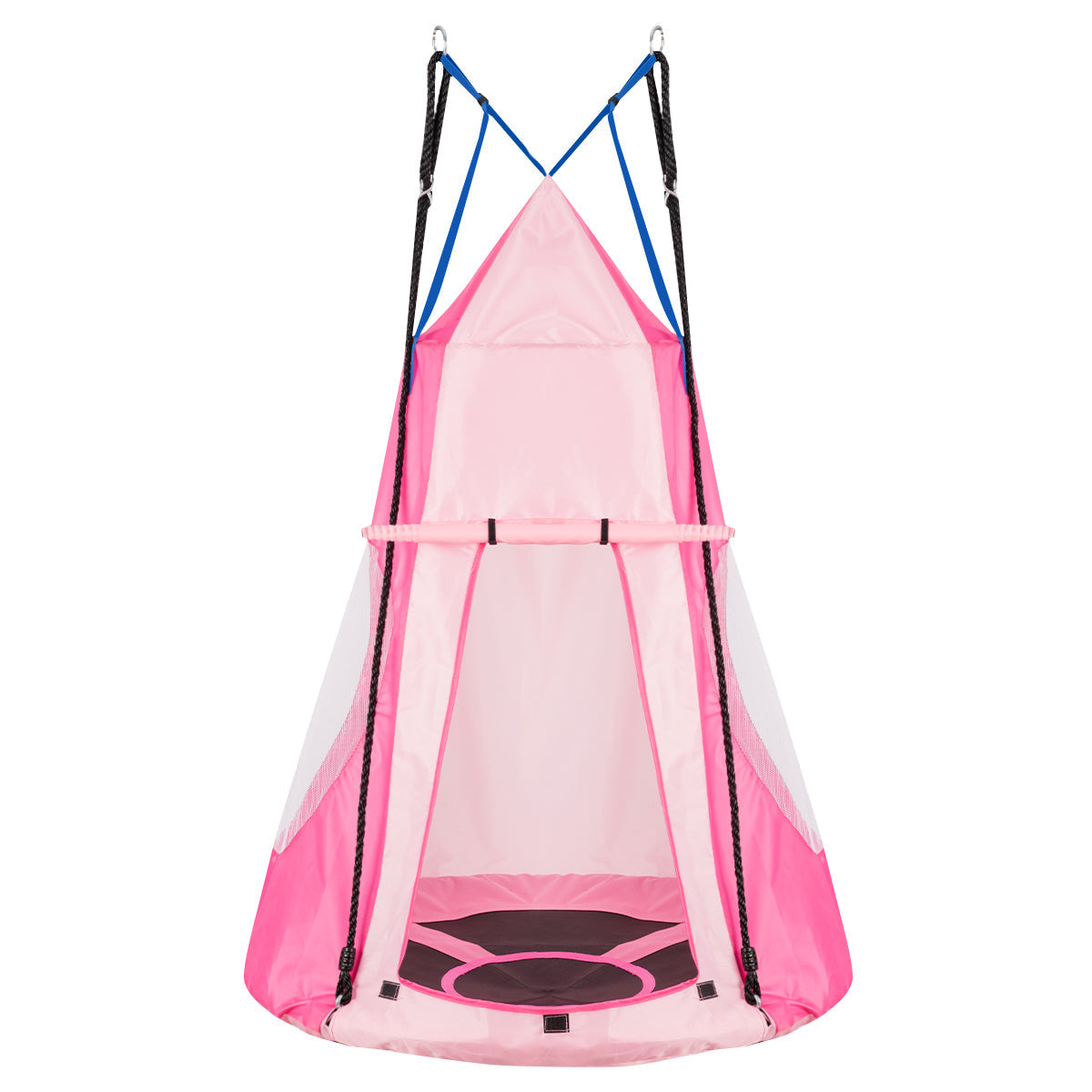 2-in-1 pink kids hanging chair by GemGear with detachable swing tent and blue straps on Tampa Home & Garden Store