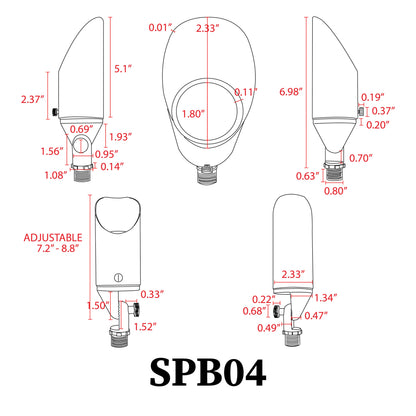SPB04 Adjustable Low Voltage LED Bullet Landscape Spotlight Outdoor Lighting