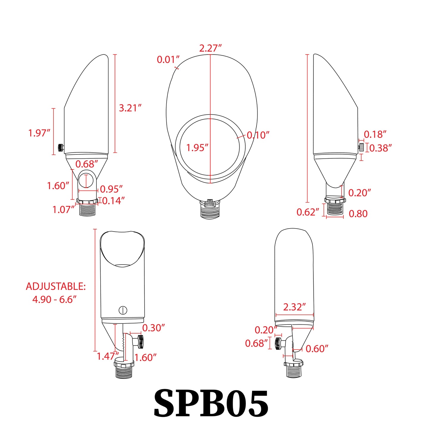 SPB05 LED Landscape Low Voltage Spotlight Adjustable Outdoor Lighting