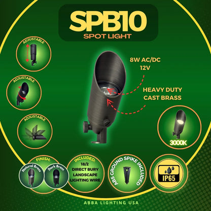 SPB10 8W Brass Spot Light Low Voltage Small Directional Bullet Light